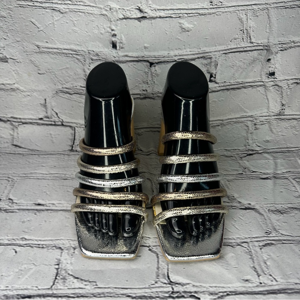 Dolce Vita Pharo Metallic Gold/Silver Strappy Slide Heels Size 9